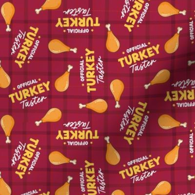 Christmas Fabric - Official Turkey Taster - Dog Holiday Bandana Light Red