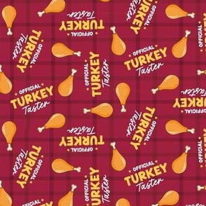 Christmas Fabric - Official Turkey Taster - Dog Holiday Bandana Light Red