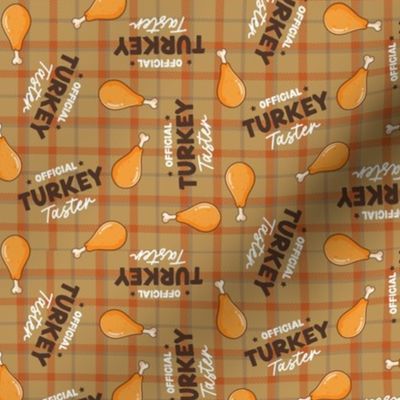 Christmas Fabric - Official Turkey Taster - Dog Holiday Bandana Light Tan Brown