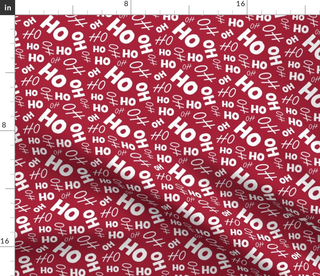Ho Ho Ho - Christmas Santa - Ho Ho Ho Pattern - Holiday Red - Christmas Fabric Cute - LAD20 - FurBuddy Designs