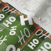 Ho Ho Ho - Christmas Santa - Ho Ho Ho Pattern - Holiday Plaid Greens - Christmas Fabric Cute - LAD20 - FurBuddy Designs
