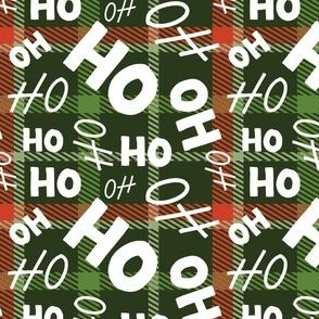 Ho Ho Ho - Christmas Santa - Ho Ho Ho Pattern - Holiday Plaid Green - Christmas Fabric Cute - LAD20 - FurBuddy Designs
