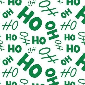 Ho Ho Ho - Christmas Santa - Ho Ho Ho Pattern - Green White - Christmas Fabric Cute - LAD20 - FurBuddy Designs