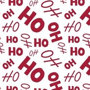 Ho Ho Ho - Christmas Santa - Ho Ho Ho Pattern - Red White - Christmas Fabric Cute - LAD20 - FurBuddy Designs