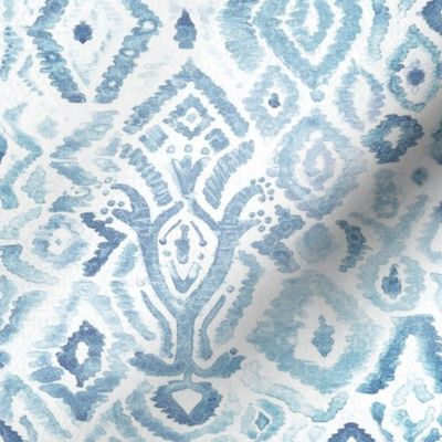 Sumba - Boho watercolour ikat - indigo blue linen