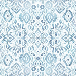 Sumba - Boho watercolour ikat - indigo blue linen