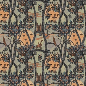 Ex Libris Surrealist Wallpaper hue orange 10.5"