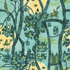 Ex Libris Surrealist Wallpaper hue green