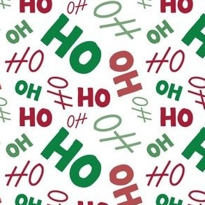 Ho Ho Ho - Christmas Santa - Ho Ho Ho Pattern - Green Red White - Christmas Fabric Cute - LAD20 - FurBuddy Designs