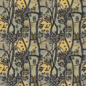 Ex Libris Surrealist Wallpaper hue gold 9"