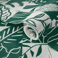 Green Abstract Foliage Block Print Small