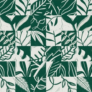 Green Abstract Foliage Block Print Small