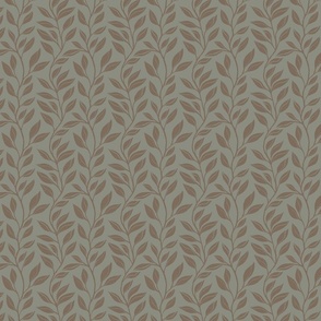 Dark taupe leaves and branches on an iron grey blue background (Small)