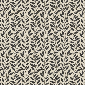 Charcoal leaves and branches on a cream background. (Small)