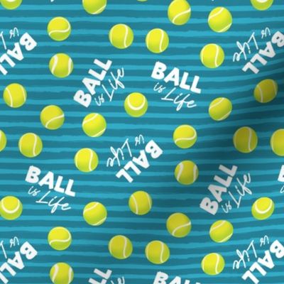 Ball is Life - Fur Buddy - Dog Bandana Fabric - Tennis Ball Life - Teal Dark