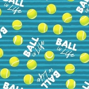 Ball is Life - Fur Buddy - Dog Bandana Fabric - Tennis Ball Life - Teal Dark