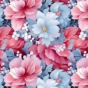 Pink & Blue Flowers - small