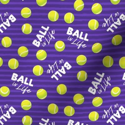 Ball is Life - Fur Buddy - Dog Bandana Fabric - Tennis Ball Life -  Purple Dark