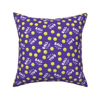 Ball is Life - Fur Buddy - Dog Bandana Fabric - Tennis Ball Life -  Purple Dark