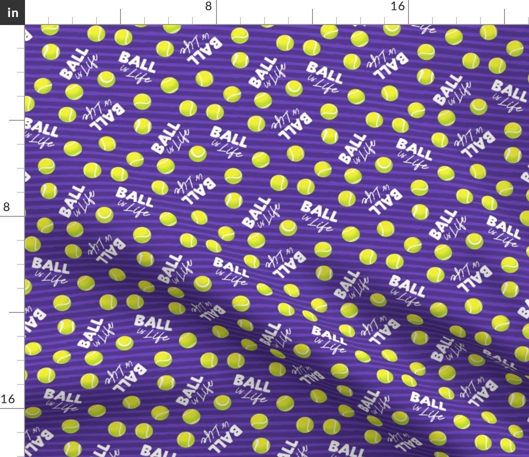 Ball is Life - Fur Buddy - Dog Bandana Fabric - Tennis Ball Life -  Purple Dark
