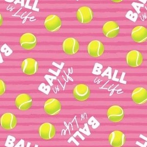 Ball is Life - Fur Buddy - Dog Bandana Fabric - Tennis Ball Life - Pink 