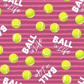 Ball is Life - Fur Buddy - Dog Bandana Fabric - Tennis Ball Life -  Pink Dark