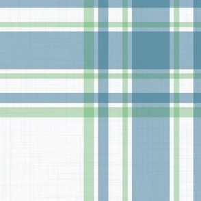 Parker Plaid - French Blue/Green on White, XL Scale