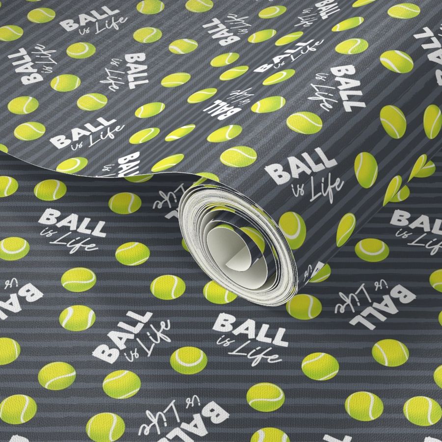 Ball is Life - Fur Buddy - Dog Bandana Fabric - Tennis Ball Life -  Grey Dark