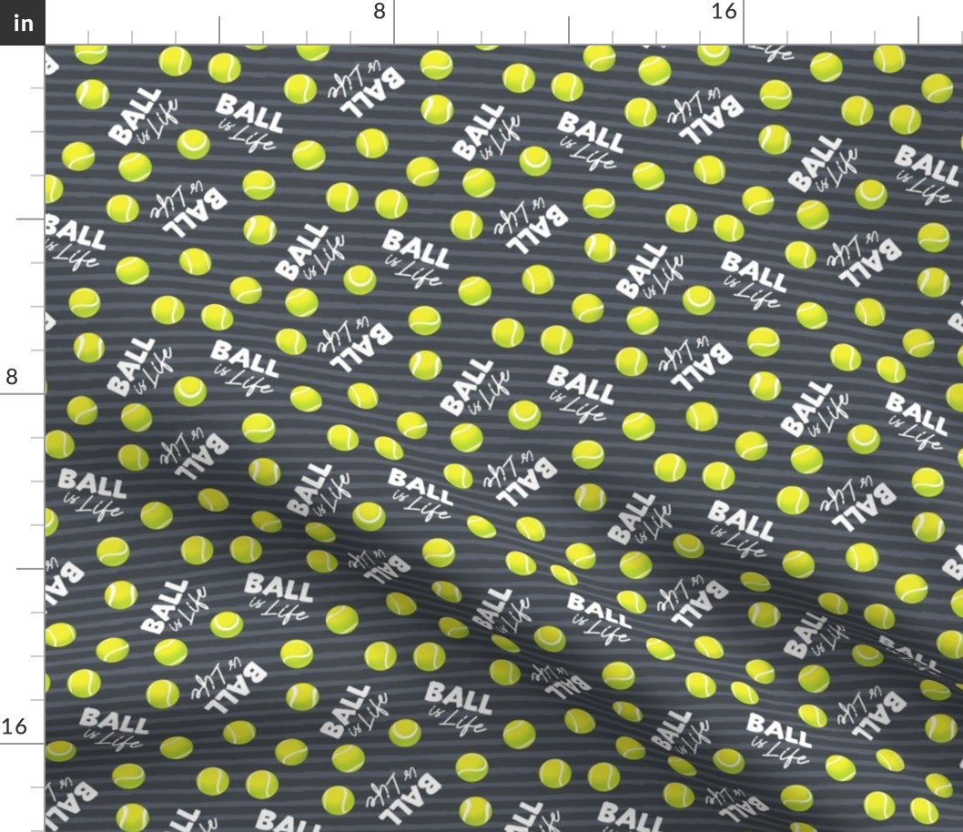 Ball is Life - Fur Buddy - Dog Bandana Fabric - Tennis Ball Life -  Grey Dark