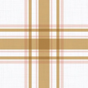 Parker Plaid - Ochre/Pink on White, Large Scale