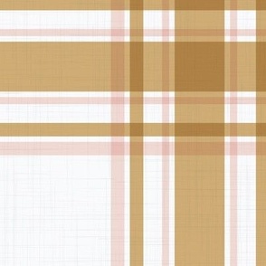 Parker Plaid - Ochre/Pink on White, XL Scale