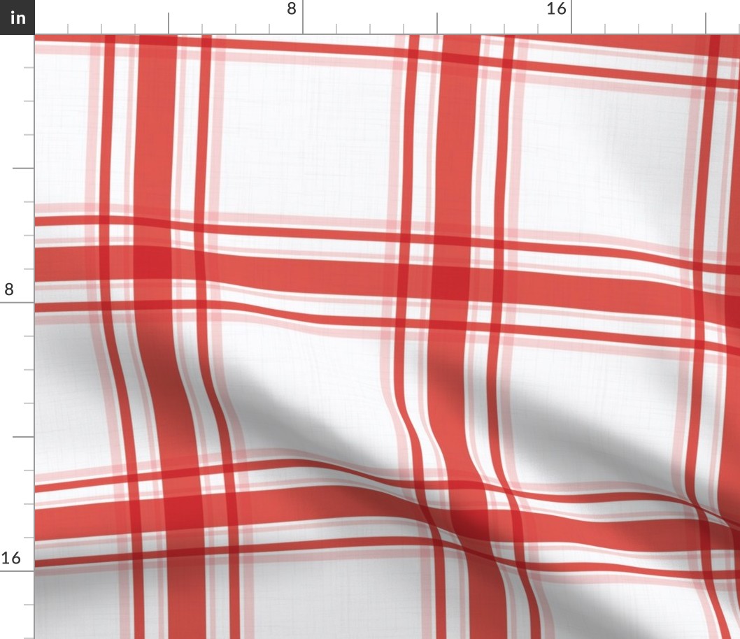 Parker Plaid - Red/Pink on White, Large Scale