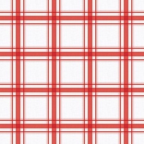 Parker Plaid - Red/Pink on White, Small Scale