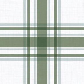 Parker Plaid - Mid Sage Green/Dusty Blue on Whiite, Large Scale