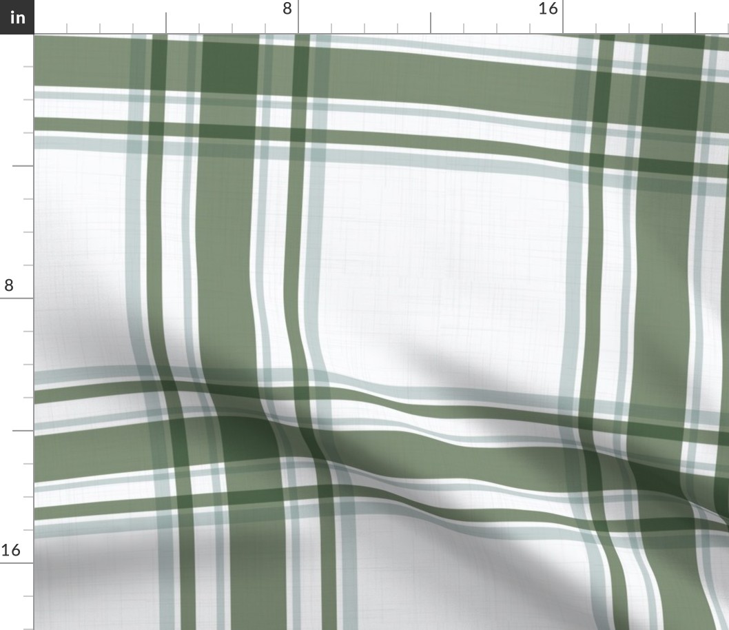 Parker Plaid - Mid Sage Green/Dusty Blue on White, XL Scale