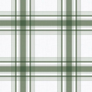 Riley Plaid - Mid Sage Green on White, Medium Scale