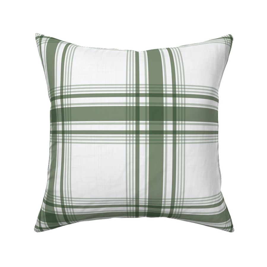 Riley Plaid - Mid Sage Green on White, Large Scale