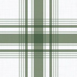 Riley Plaid - Mid Sage Green on White, Large Scale