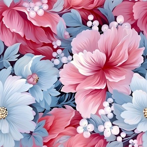Pink & Blue Flowers - large