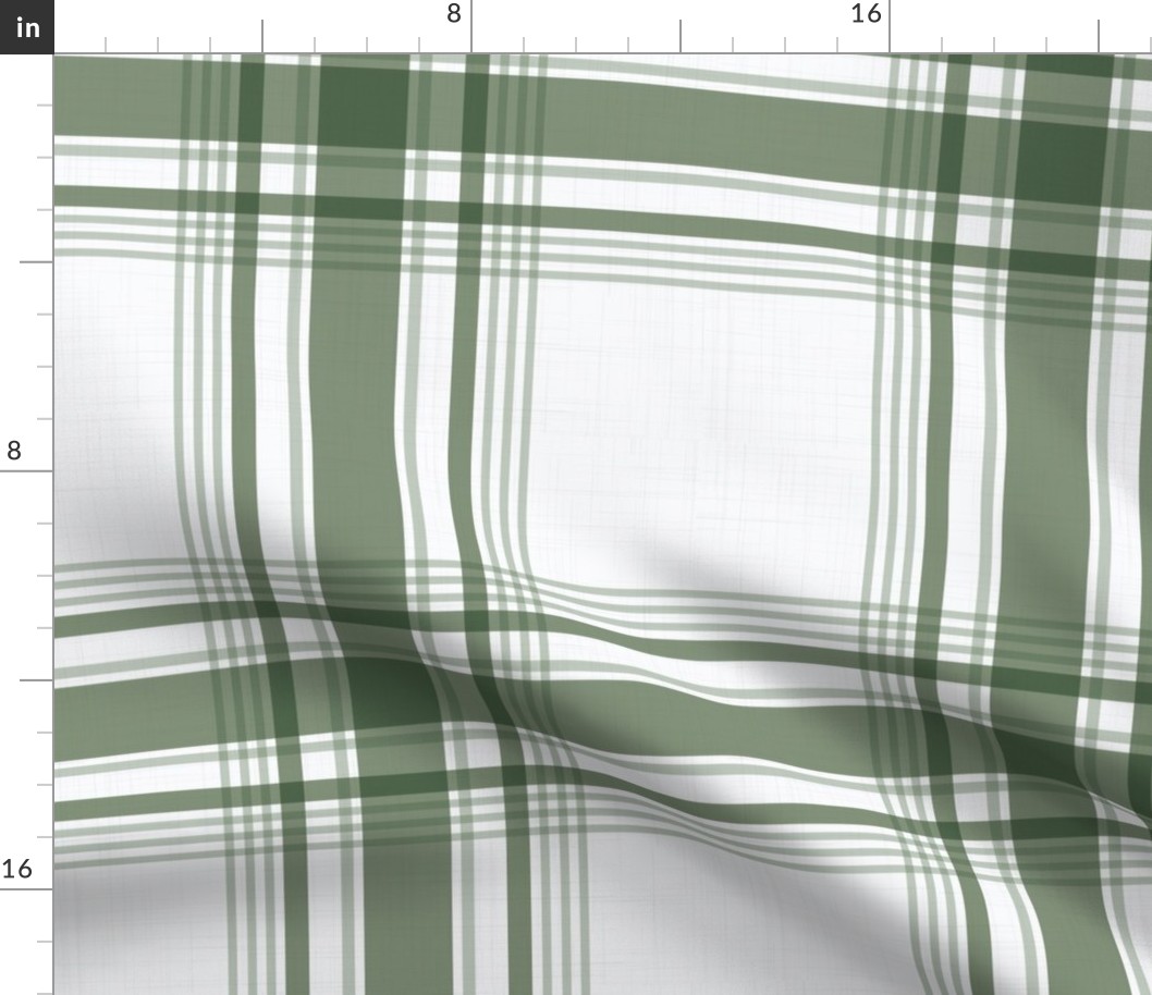 Riley Plaid - Mid Sage Green on White, XL Scale