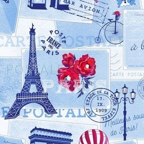 vintage mail from paris - blue