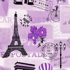 vintage mail from paris - purple