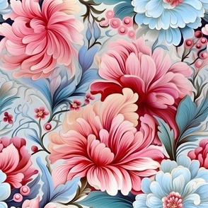 Pink & Blue Floral - medium