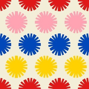 Pom Pom Lines // large print // Multicolored Shapes on Carousel Cream