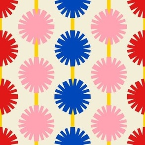 Pom Pom Stripes // large print // Multicolored Shapes on Carousel Cream