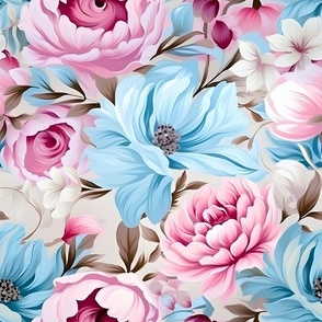Pink & Blue Flowers - large