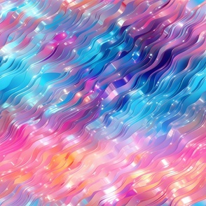 Mermaid Rainbow Shiny Waves - large