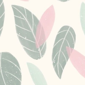 Watercolor Leaves | LG Scale | Green and Pink