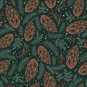 Holiday Pinecones - Dark Green