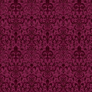 Fleur de Lis Damask Pattern French Linen Style Dark Mood Dark Burgundy  Extra Small